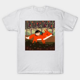 Red fox and girl T-Shirt